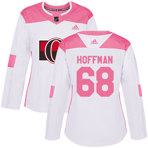 Adidas Senators #68 Mike Hoffman White/Pink Authentic Fashion Women's Stitched NHL Jersey
